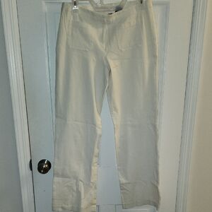 Express Cream/white Straight-Leg Pants